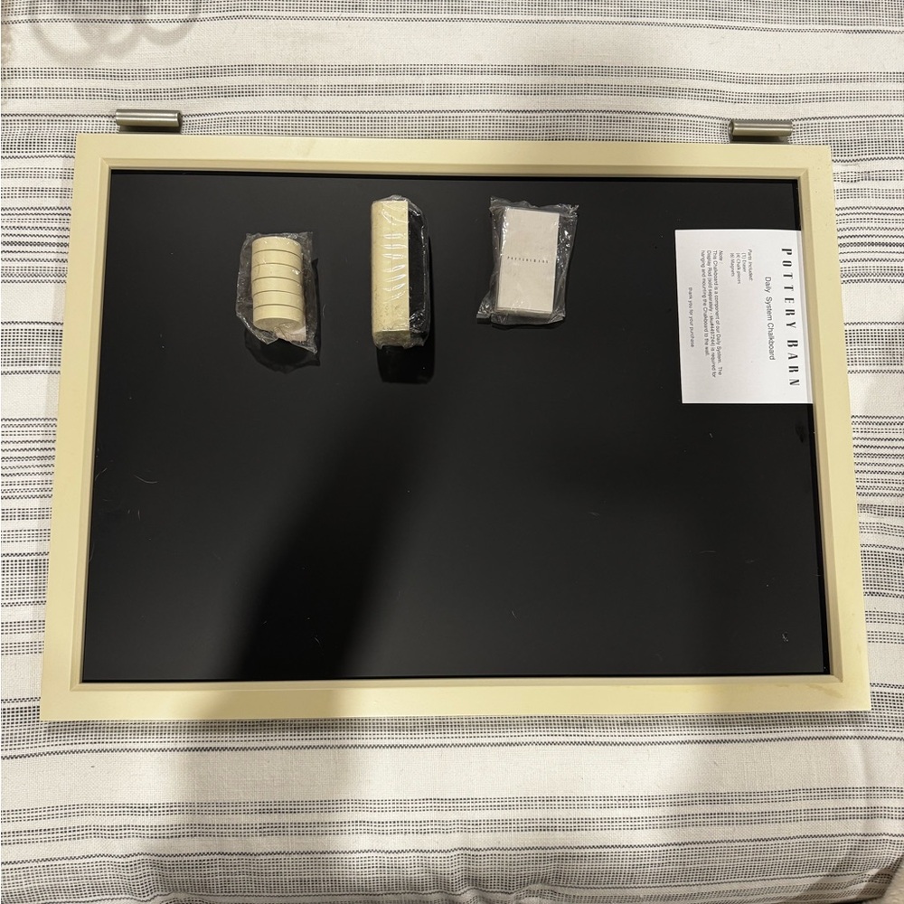 Pottery Barn Black and Cream Chalkboard magnetic board